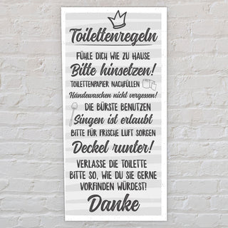 Plankenschild Toilettenregeln Shabby Chic 20x40cm MDF Sprüche Toilette Klo Hygieneregeln Regeln Stilles Örtchen Holzoptik Planken Wanddekoration