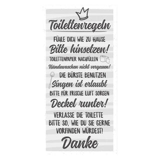 Plankenschild Toilettenregeln Shabby Chic 20x40cm MDF Sprüche Toilette Klo Hygieneregeln Regeln Stilles Örtchen Holzoptik Planken Wanddekoration