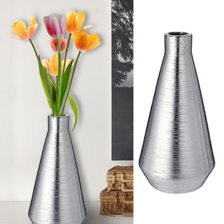 Vase gold/silber matt verschiedene Designs / Größen Steinzeug Blumenvase Tischvase Dekovase Steingut-Vase