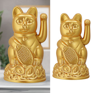 Winkekatze gold 12cm Glückskatze Katze asiatisch batteriebetrieben Glücksbringer Dekokatze