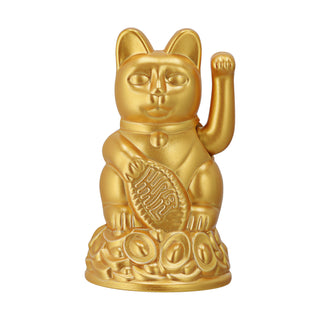 Winkekatze gold 12cm Glückskatze Katze asiatisch batteriebetrieben Glücksbringer Dekokatze