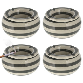 1/4x Sturmaschenbecher grau weiß gestreift Ø 13,5 cm Aschenbecher Windaschenbecher