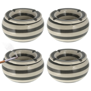 1/4x Sturmaschenbecher grau weiß gestreift Ø 13,5 cm Aschenbecher Windaschenbecher