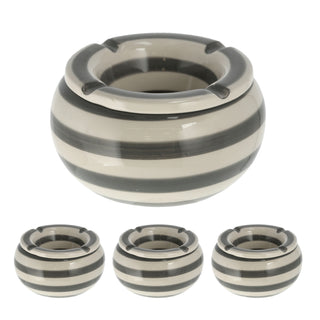 1/4x Sturmaschenbecher grau weiß gestreift Ø 13,5 cm Aschenbecher Windaschenbecher