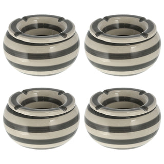1/4x Sturmaschenbecher grau weiß gestreift Ø 13,5 cm Aschenbecher Windaschenbecher