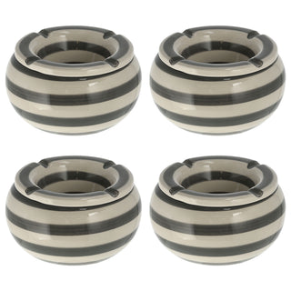 1/4x Sturmaschenbecher grau weiß gestreift Ø 13,5 cm Aschenbecher Windaschenbecher