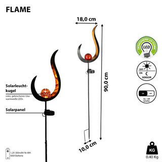 Gartenstecker Solar aus Metall mit roter Glaskugel Gartendeko Stecker Gartenfigur