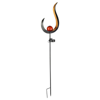 Gartenstecker Solar aus Metall mit roter Glaskugel Gartendeko Stecker Gartenfigur