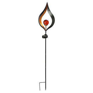 Gartenstecker Solar aus Metall mit roter Glaskugel Gartendeko Stecker Gartenfigur