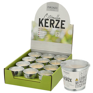 12/48x Citronella Kerze im Zinktopf Ø6 cm Duftkerze Anti-Insekten-Kerze Mückenkerze