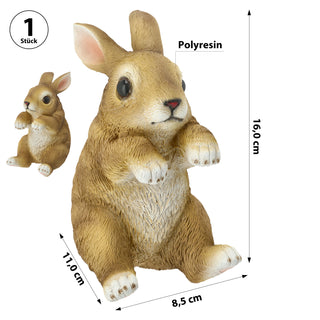 Kletterhase Polyresin 11x16x8,5cm hellbraun weiß Hase Dekohase für Blumentopfdeko Gartenfigur Topfhänger Osterdekoration
