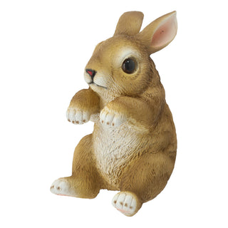 Kletterhase Polyresin 11x16x8,5cm hellbraun weiß Hase Dekohase für Blumentopfdeko Gartenfigur Topfhänger Osterdekoration