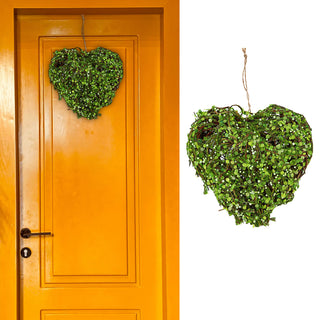 Dekohänger Herz Moos Dekoherz Türhänger 21x21x8cm grün Kunststoff Herzaufhänger Fensterdeko