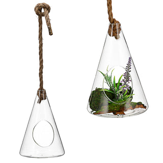 Glaskugel zum Aufhängen Pflanzkugel/Pflanzkegel Glasgefäß Juteschnur Dekokugel Pflanzglas