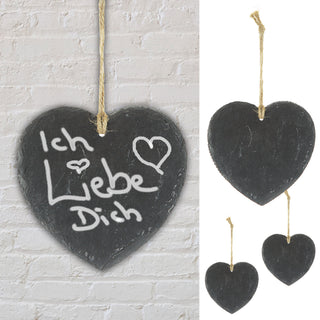 1/3/6/12x Schieferschild Herz zum Beschriften Schiefertafel mit Juteseil zum Aufhängen