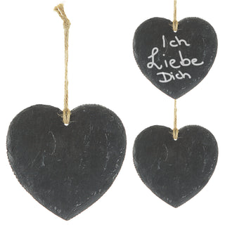 1/3/6/12x Schieferschild Herz zum Beschriften Schiefertafel mit Juteseil zum Aufhängen