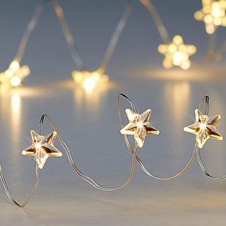 Mikro Lichterkette Draht Sterne 20 LEDs L220cm warmweiß Timerfunktion Leuchtdraht Lichterdraht