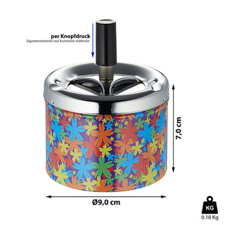 Drehaschenbecher 4er Set Retro Design 9x7cm Aschenbecher Windaschenbecher Ascher