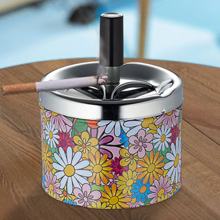 Drehaschenbecher 4er Set Retro Design 9x7cm Aschenbecher Windaschenbecher Ascher