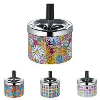 Drehaschenbecher 4er Set Retro Design 9x7cm Aschenbecher Windaschenbecher Ascher