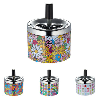 Drehaschenbecher 4er Set Retro Design 9x7cm Aschenbecher Windaschenbecher Ascher