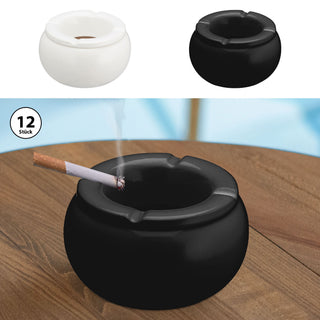 2/12x Sturmaschenbecher Ø10,0cm Keramik weiß schwarz Aschenbecher Windaschenbecher