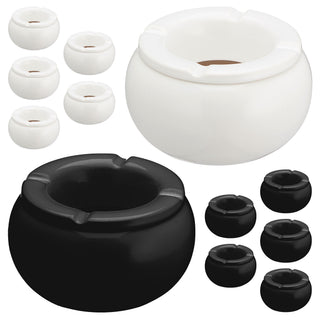 2/12x Sturmaschenbecher Ø10,0cm Keramik weiß schwarz Aschenbecher Windaschenbecher