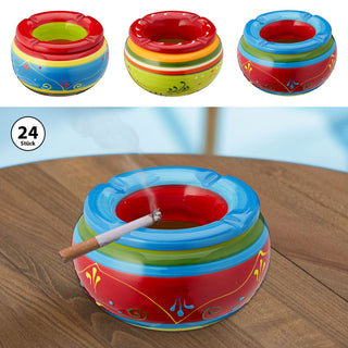 3/24x Sturmaschenbecher "Provence" Ø 13,5cm Keramik bunt Aschenbecher Windaschenbecher