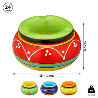 4/24x Sturmaschenbecher "Toscana" Ø 11cm Keramik bunt Aschenbecher Windaschenbecher