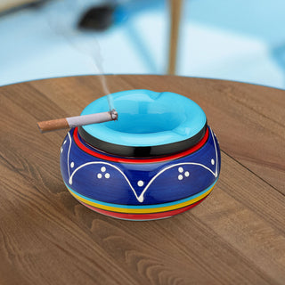 4/24x Sturmaschenbecher "Toscana" Ø 11cm Keramik bunt Aschenbecher Windaschenbecher