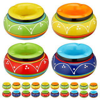 4/24x Sturmaschenbecher "Toscana" Ø 11cm Keramik bunt Aschenbecher Windaschenbecher