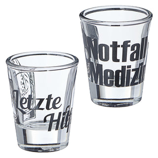 24x Schnapsglas Display 6fach sortiert Trinksprüche Glas Shotgläser Stamper