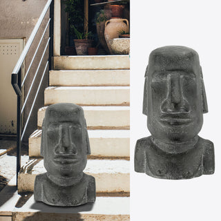 Moai Kopf "Design1/Design2" Steinkopf Gartenfigur H:43/45cm Magnesia Büste Skulptur Dekofigur Steinstatue Osterinsel