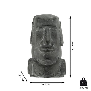 Moai Kopf "Design1/Design2" Steinkopf Gartenfigur H:43/45cm Magnesia Büste Skulptur Dekofigur Steinstatue Osterinsel