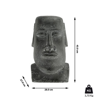 Moai Kopf "Design1/Design2" Steinkopf Gartenfigur H:43/45cm Magnesia Büste Skulptur Dekofigur Steinstatue Osterinsel