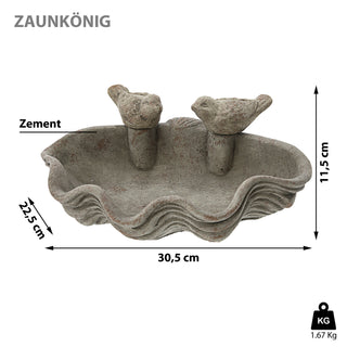 Vogeltränke mit zwei Vögeln Zement B:25/31cm Vogeltränke Wasserbecken Vogelbad Vogelbecken Gartendekoration