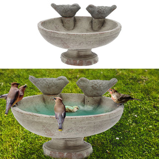 Vogeltränke mit zwei Vögeln Zement B:25/31cm Vogeltränke Wasserbecken Vogelbad Vogelbecken Gartendekoration