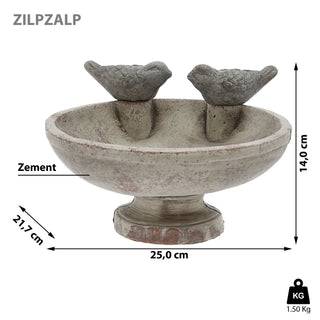 Vogeltränke mit zwei Vögeln Zement B:25/31cm Vogeltränke Wasserbecken Vogelbad Vogelbecken Gartendekoration