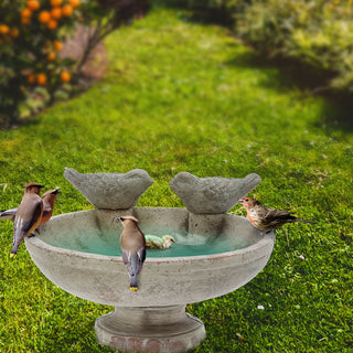 Vogeltränke mit zwei Vögeln Zement B:25/31cm Vogeltränke Wasserbecken Vogelbad Vogelbecken Gartendekoration