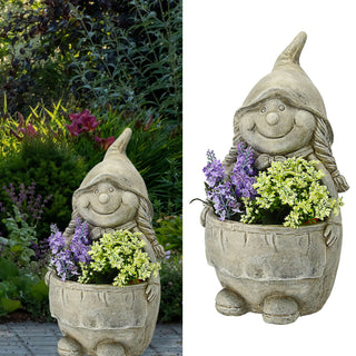 Pflanztopf Gartenzwerg Frau/Mann H36cm Blumentopf Übertopf Zwerg Topf Steintopf Dekotopf