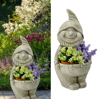 Pflanztopf Gartenzwerg Frau/Mann H36cm Blumentopf Übertopf Zwerg Topf Steintopf Dekotopf