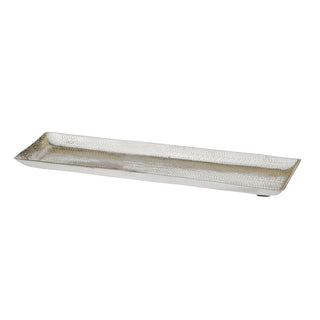 Dekotablett Servierplatte Aluminium gold/silber 29x9cm/51x12cm gehämmert Tablett Tischdekoration
