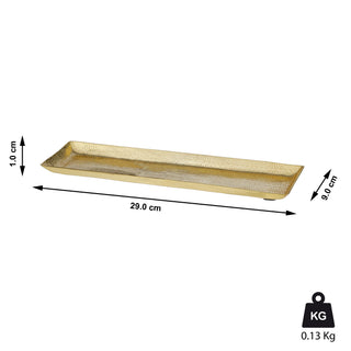 Dekotablett Servierplatte Aluminium gold/silber 29x9cm/51x12cm gehämmert Tablett Tischdekoration