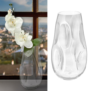 Glasvase H28cm Vase Blumenvase Dekovase Tischvase Glasgefäß Glaskunst Beulen Dellen