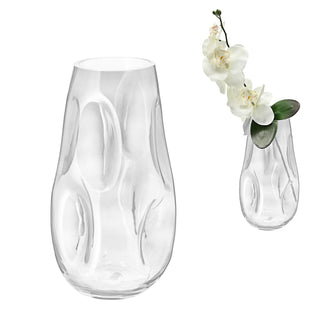 Glasvase H28cm Vase Blumenvase Dekovase Tischvase Glasgefäß Glaskunst Beulen Dellen