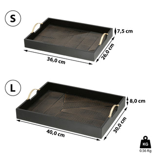 Dekotablett 2er Set Holz mit Henkel 2 Größen Tablett Holztablett Serviertablett