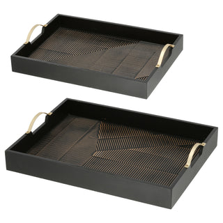 Dekotablett 2er Set Holz mit Henkel 2 Größen Tablett Holztablett Serviertablett