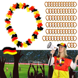36/72x Blütenkette Deutschland L50cm 72 Blüten Fanartikel Fussball Hawaiikette Halsschmuck