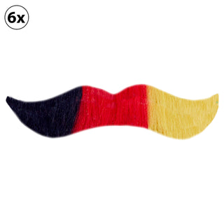 Fanbart Deutschland 6er Set Bart 10cm Schnurrbart selbstklebend Schwarz/Rot/Gold Fanartikel Fussball