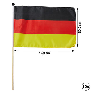 2/10x Stabfahne Deutschland mit Stab Flagge Fahne Schwarz/Rot/Gold Fanartikel Fussball